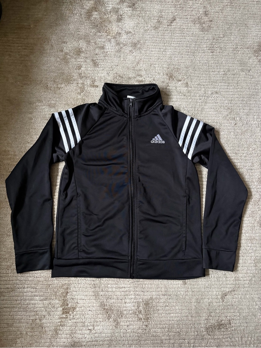 Adidas Youth 3-Stripes Full Zip Track Jacket Black/White